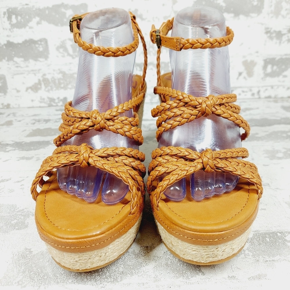 NEW Zodiac Women's Shana Brown Leather Espadrille Wedge Sandals B215 - Picture 3 of 12